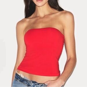 Skims Cotton Jersey Tube Top Ruby Red